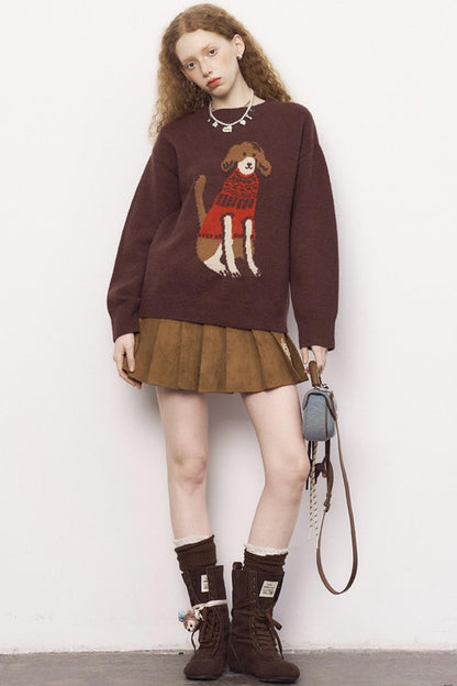 Dog Stitched Pullover Sweater