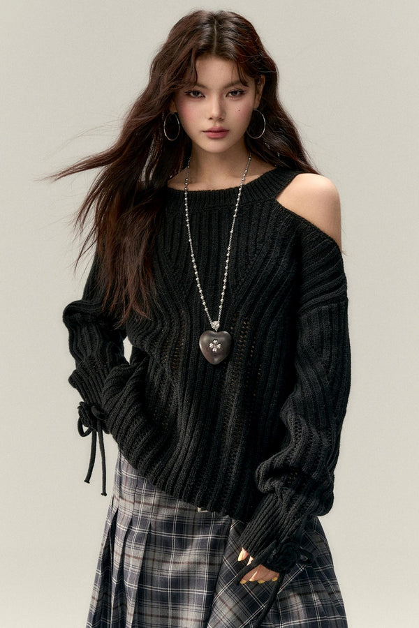 Two-Way Rose Bow Knit Sweater