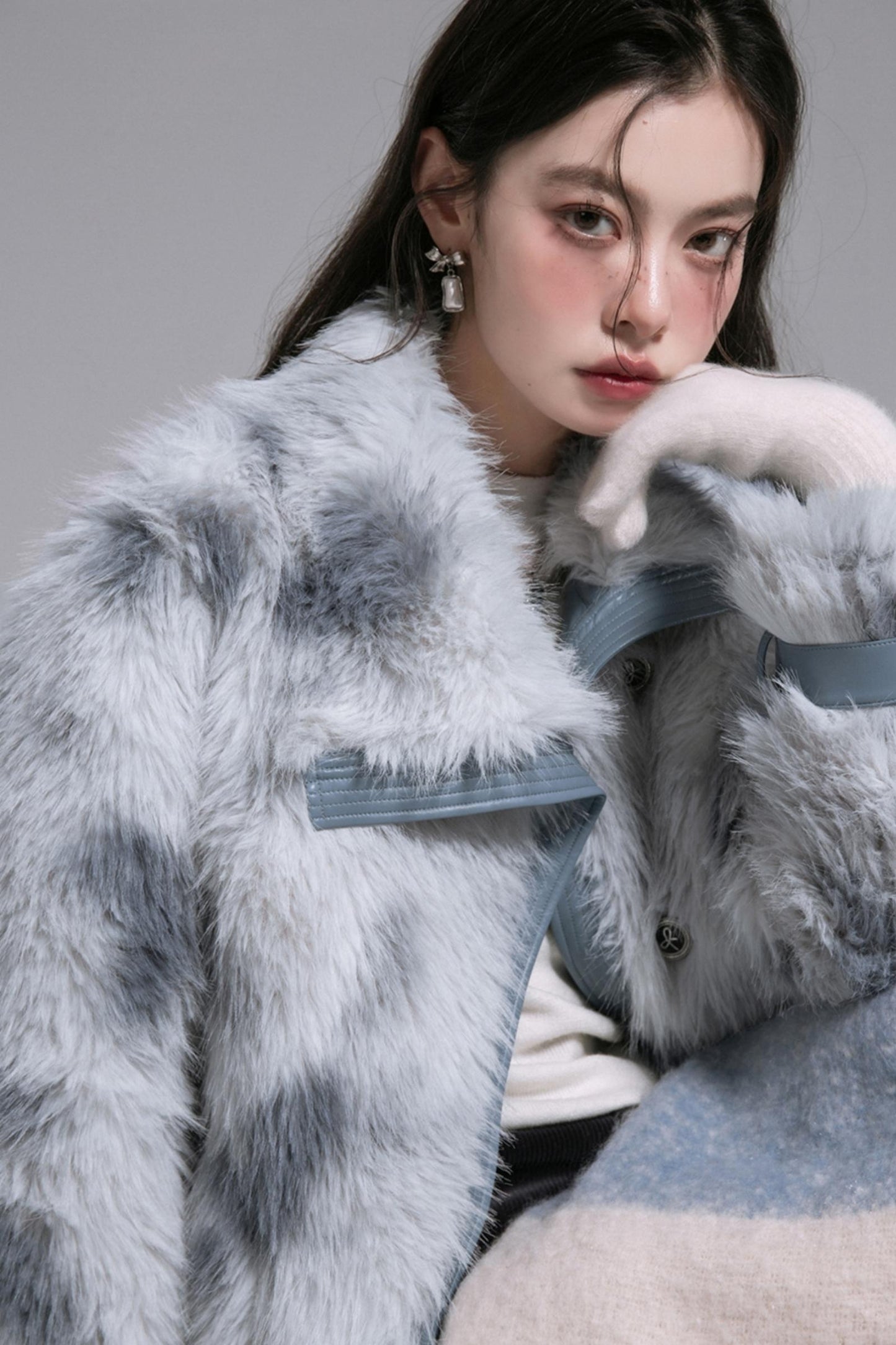 Slanted Lapel Fur Coat