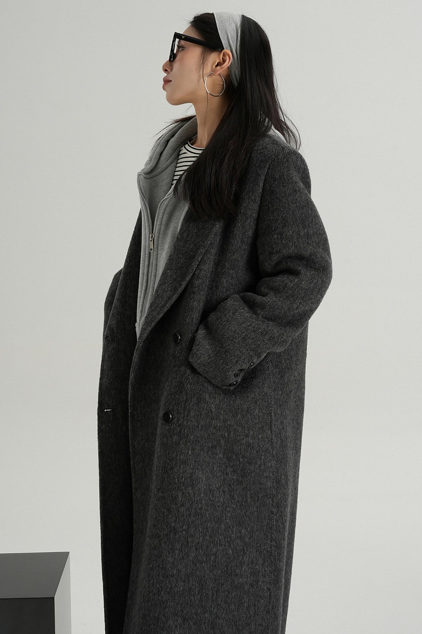 Suit Collar Tweed Wool Coat