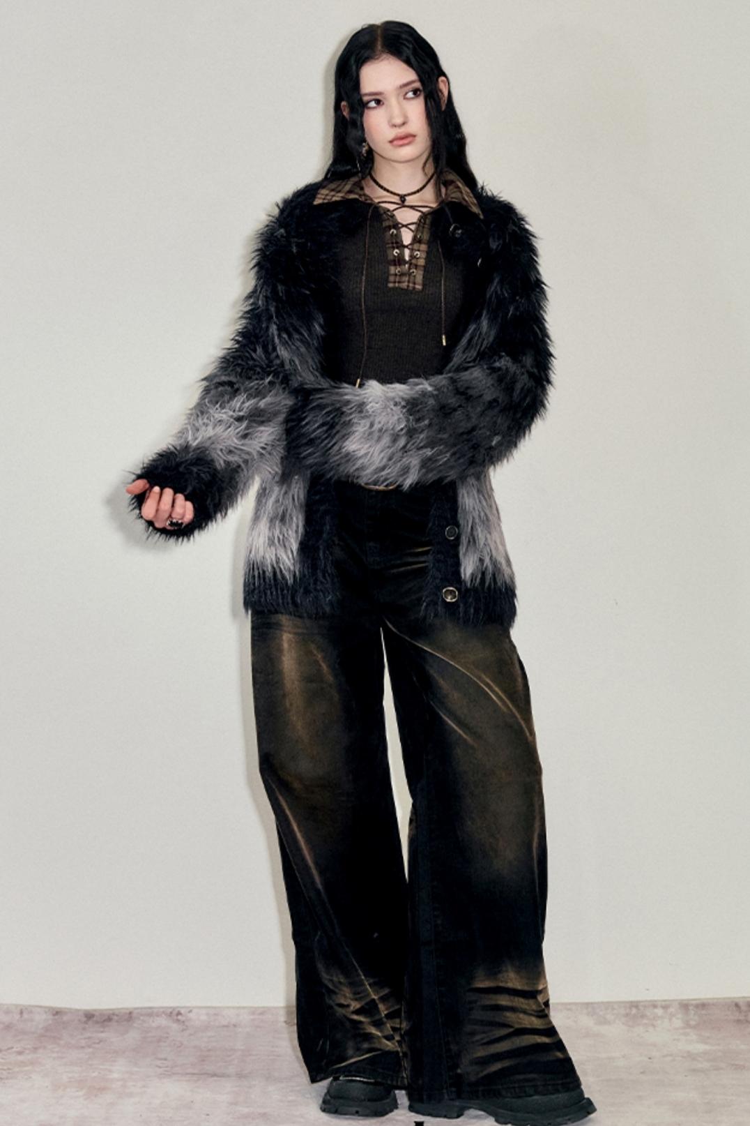 Slouchy Fur Jacquard Sweater 