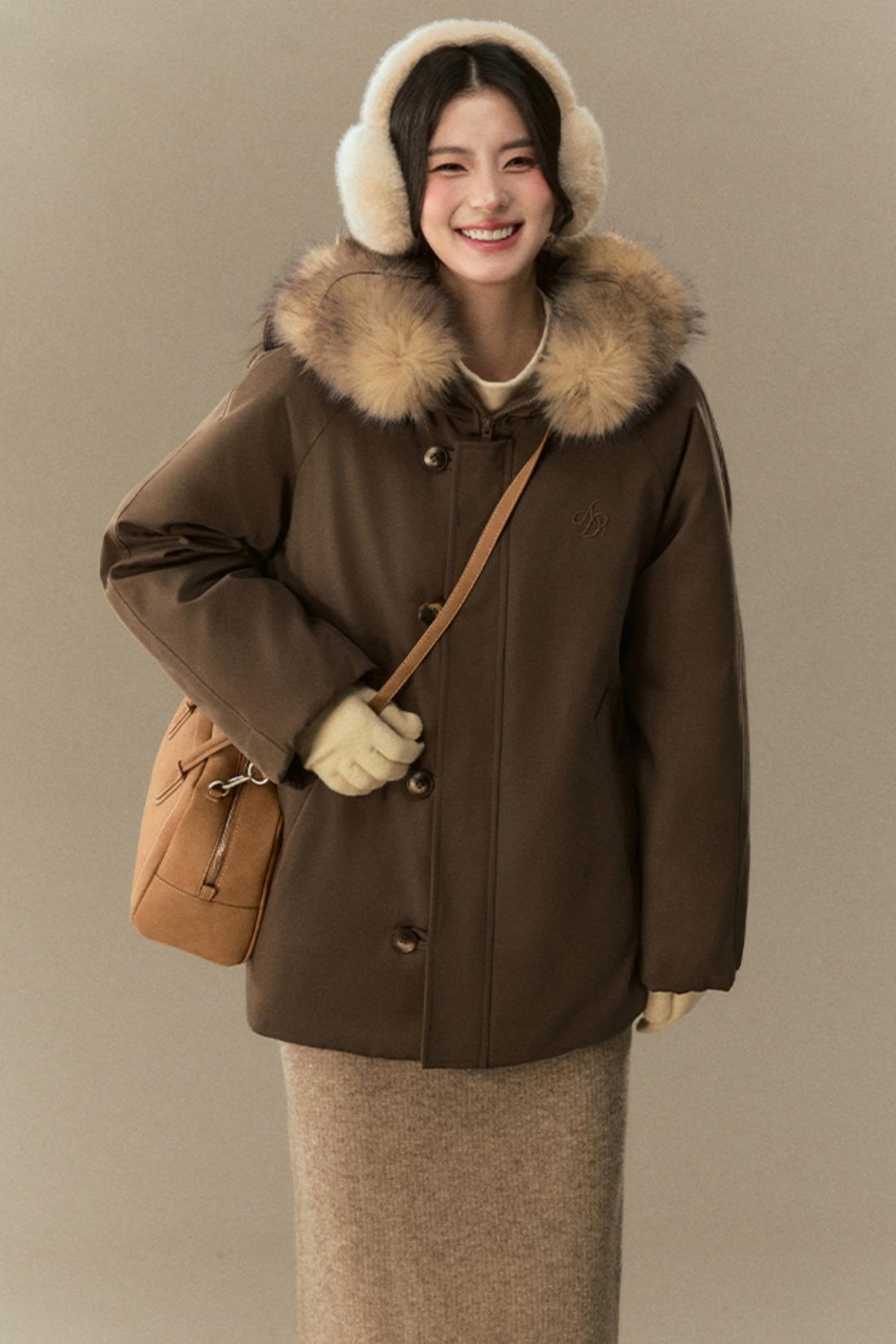 Hooded Fur Collar Puffer Jacket