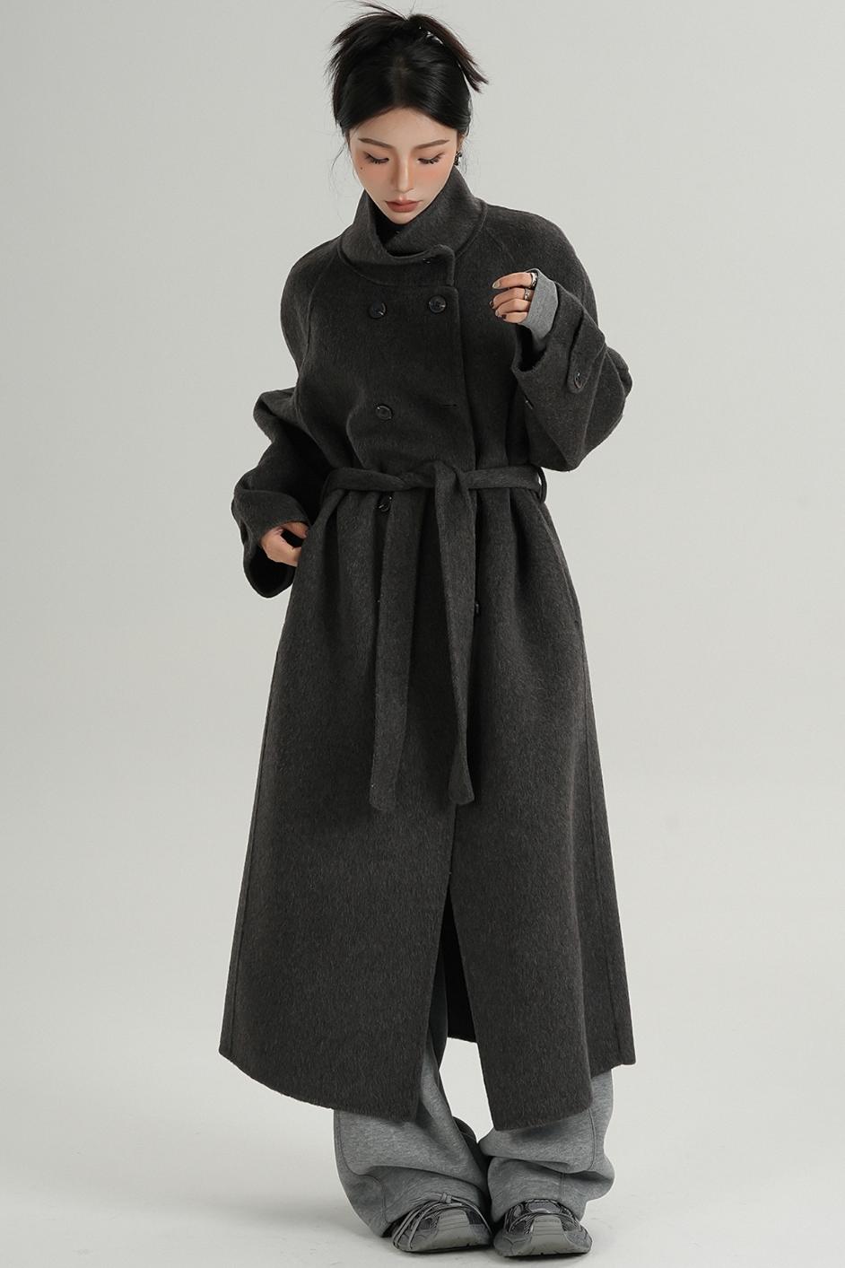 Premium Stand-Up Collar Long Coat