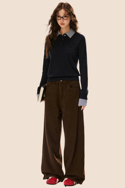 Retro Wide-Leg Trousers 