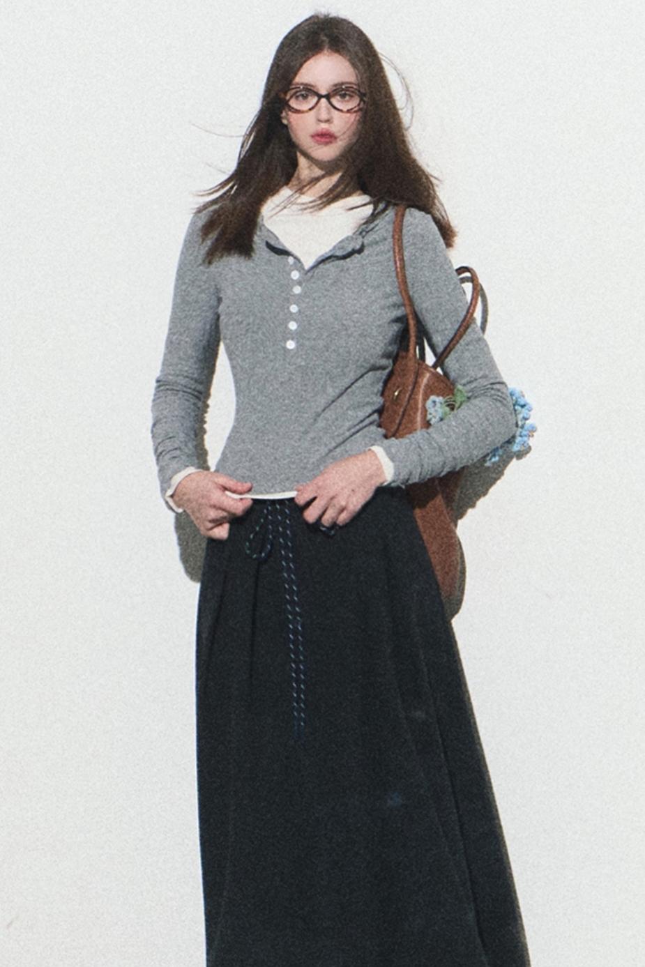 Basic Cable Knit Long-Sleeved Tops