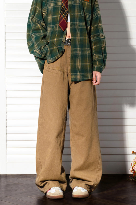 Straight-Leg Casual High-Waisted Pants