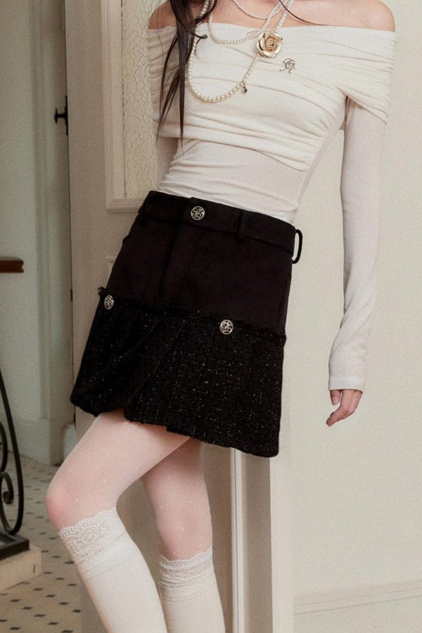 Plaid Metal Chain A-Line Skirt