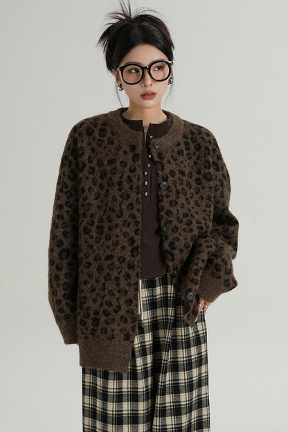 Leopard Print Knit Cardigan 