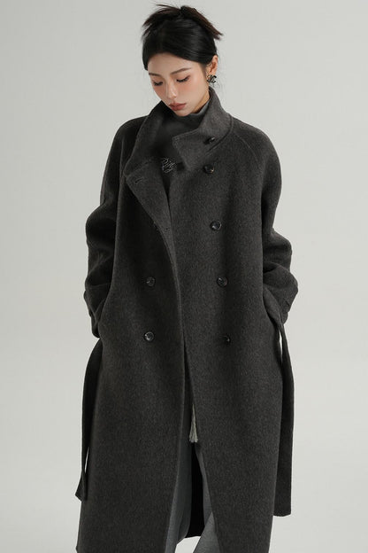 Premium Stand-Up Collar Long Coat