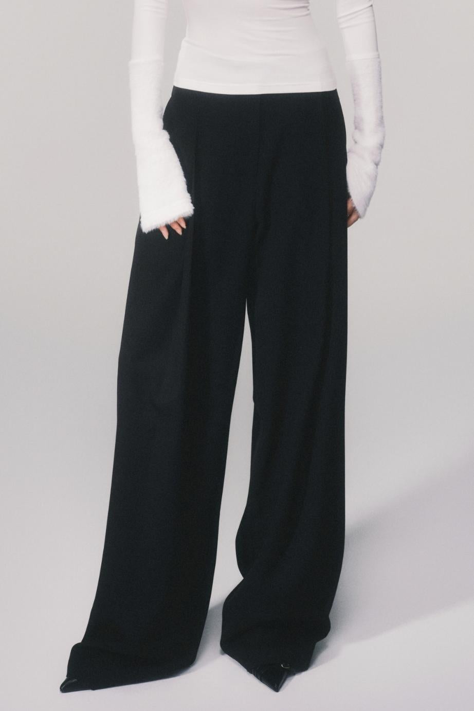 Tencel Wool High Rise Suit Pants 