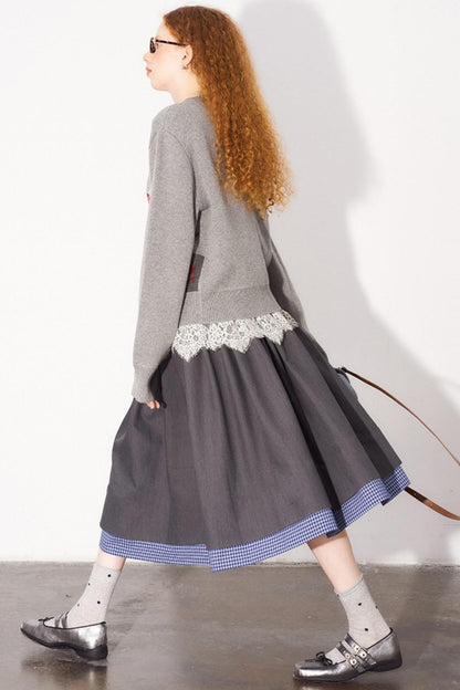 Simple Layered Stitching Skirt