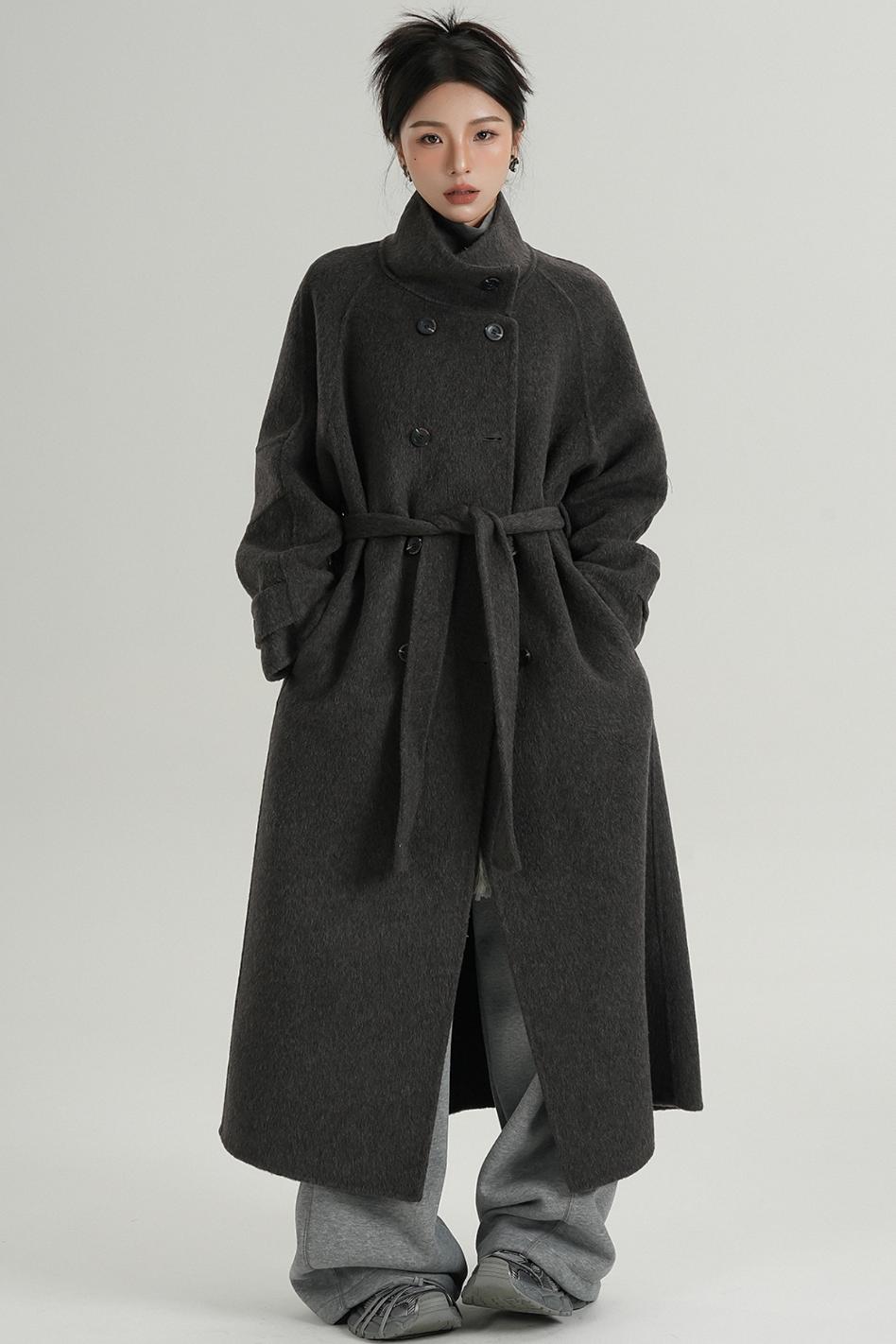 Premium Stand-Up Collar Long Coat