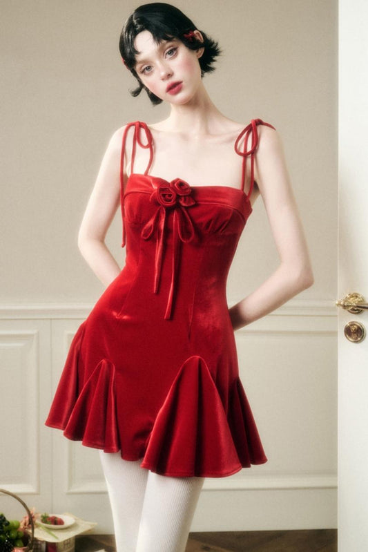 Stretch Velvet Suspender Dress