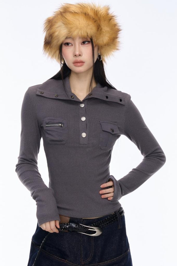 Asymmetrical High Neck Tops