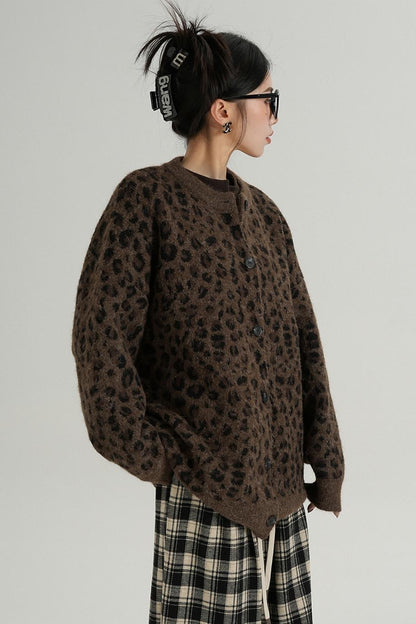 Leopard Print Knit Cardigan 