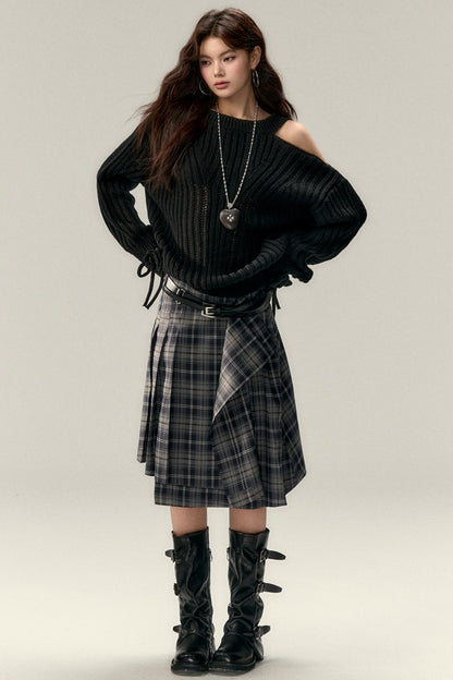 Two-Way Rose Bow Knit Sweater