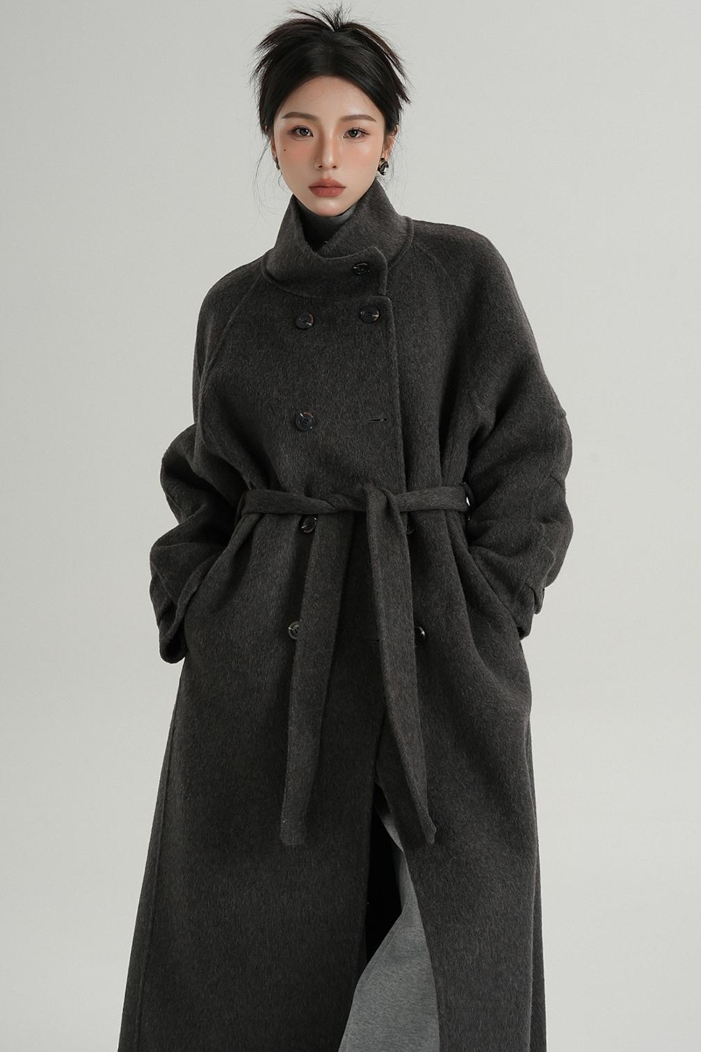 Premium Stand-Up Collar Long Coat