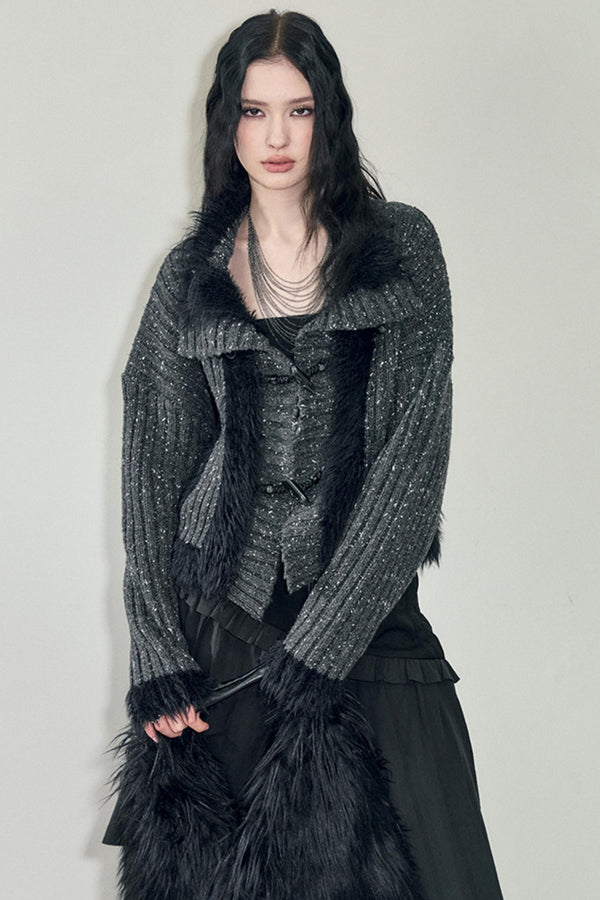 Turtleneck Disc Button Sweaterjacke 