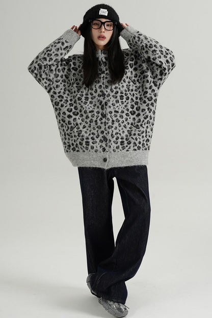 Leopard Print Knit Cardigan 