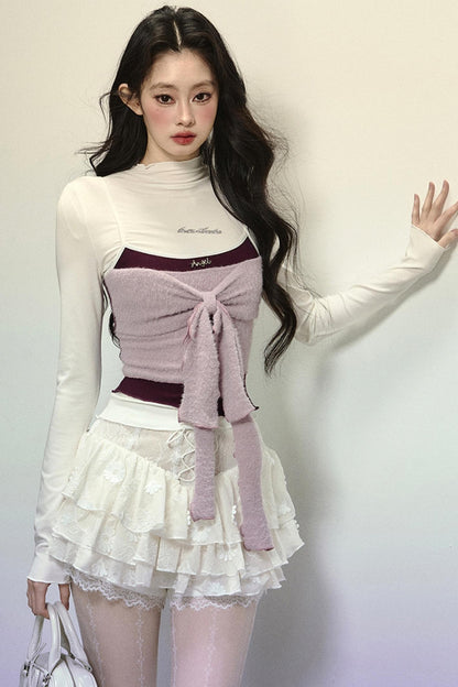 High-Waisted Jacquard Short Skirt