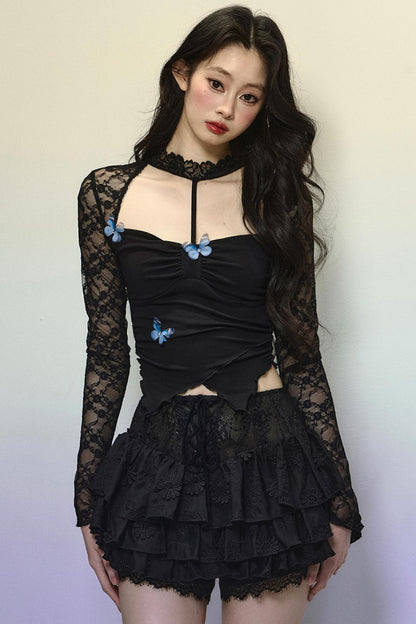 High-Waisted Jacquard Short Skirt