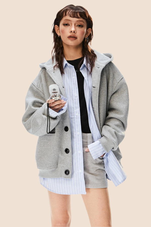 Casual Hooded Sweatshirt Jacket