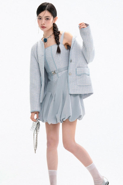 Chic Tweed Coat & Skirt Set-Up