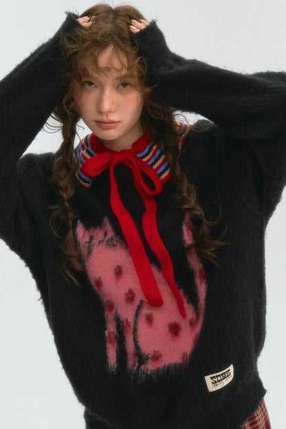 Good Luck Cat Wool Top
