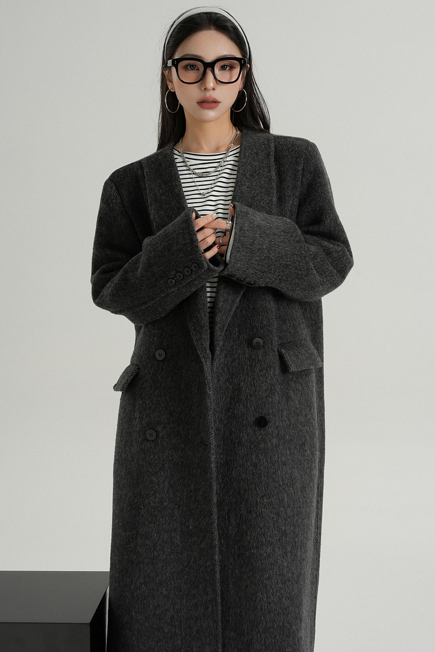 Suit Collar Tweed Wool Coat