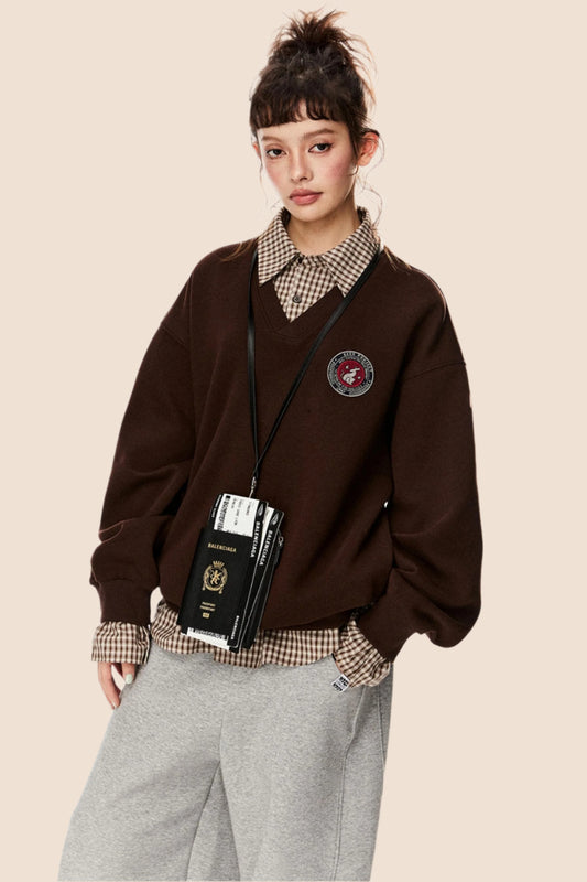 Contrast Pullover Sweatshirt