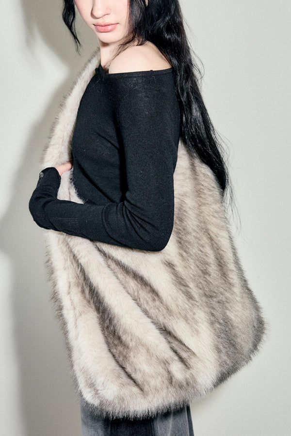 플러시 퍼 원숄더 백 