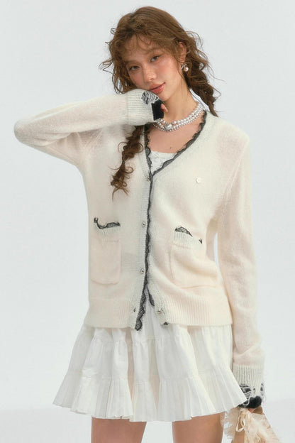 우아한 레이스 패치워크 가디건 