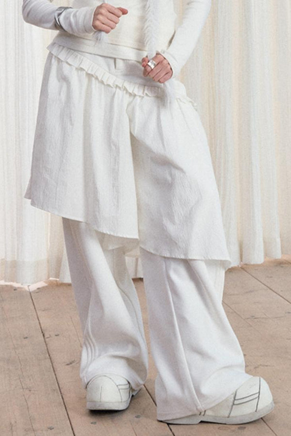 Casual Culottes Pleats Lace Pants