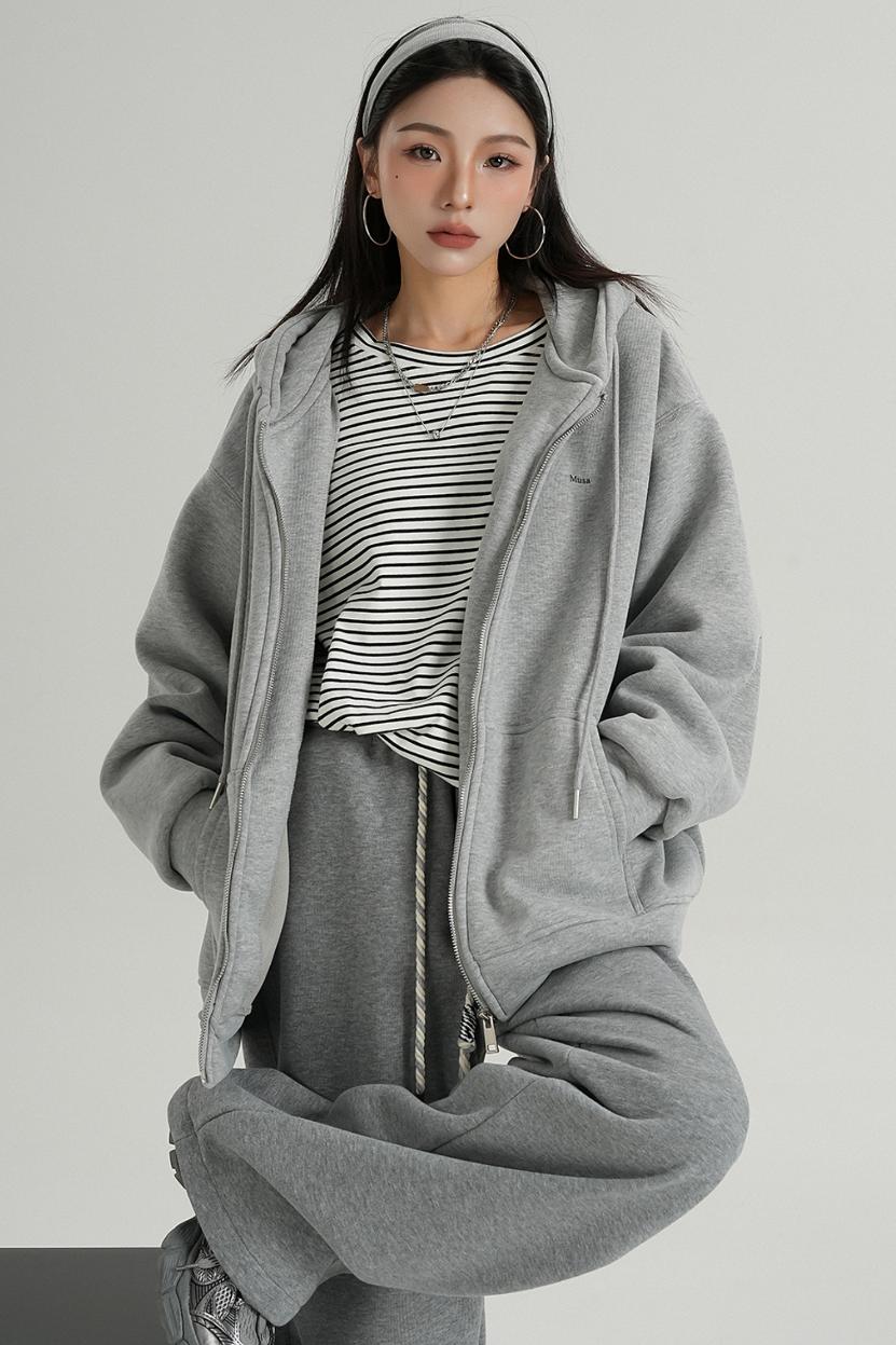 Versatile Velvet Hooded Sweatshirt