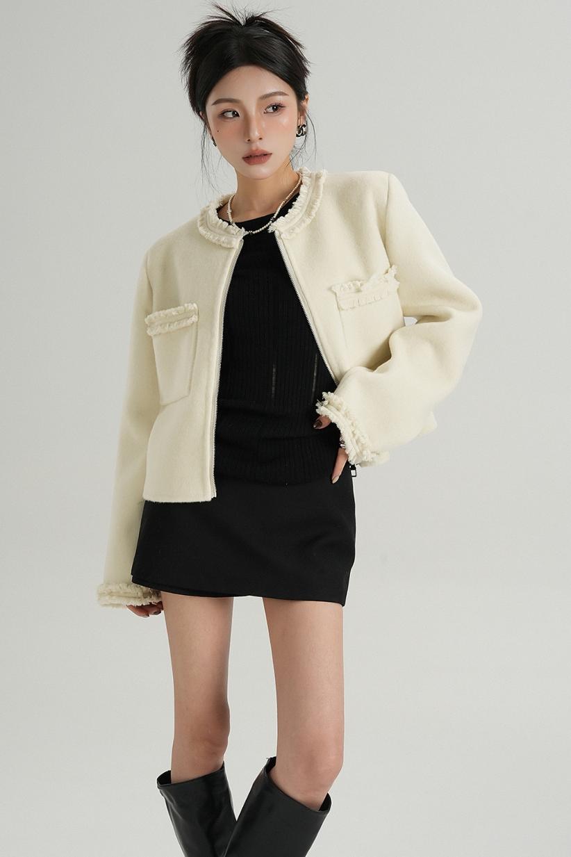 Tassel Edge Tweed Short Jacket 