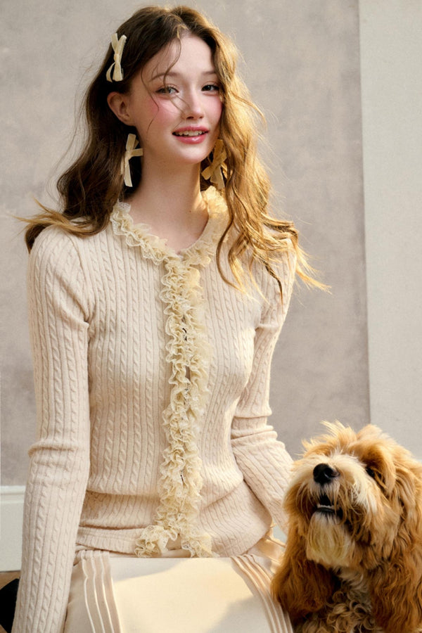 Stretch Knit Cardigan Sweater