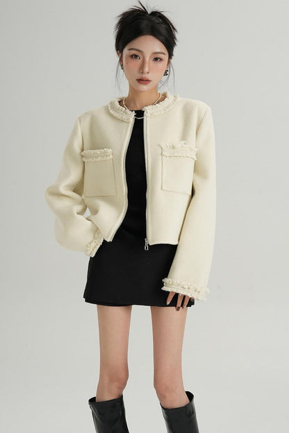 Tassel Edge Tweed Short Jacket 