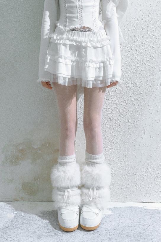 Lace Stitched Cake Skirt & Shorts Set-Up