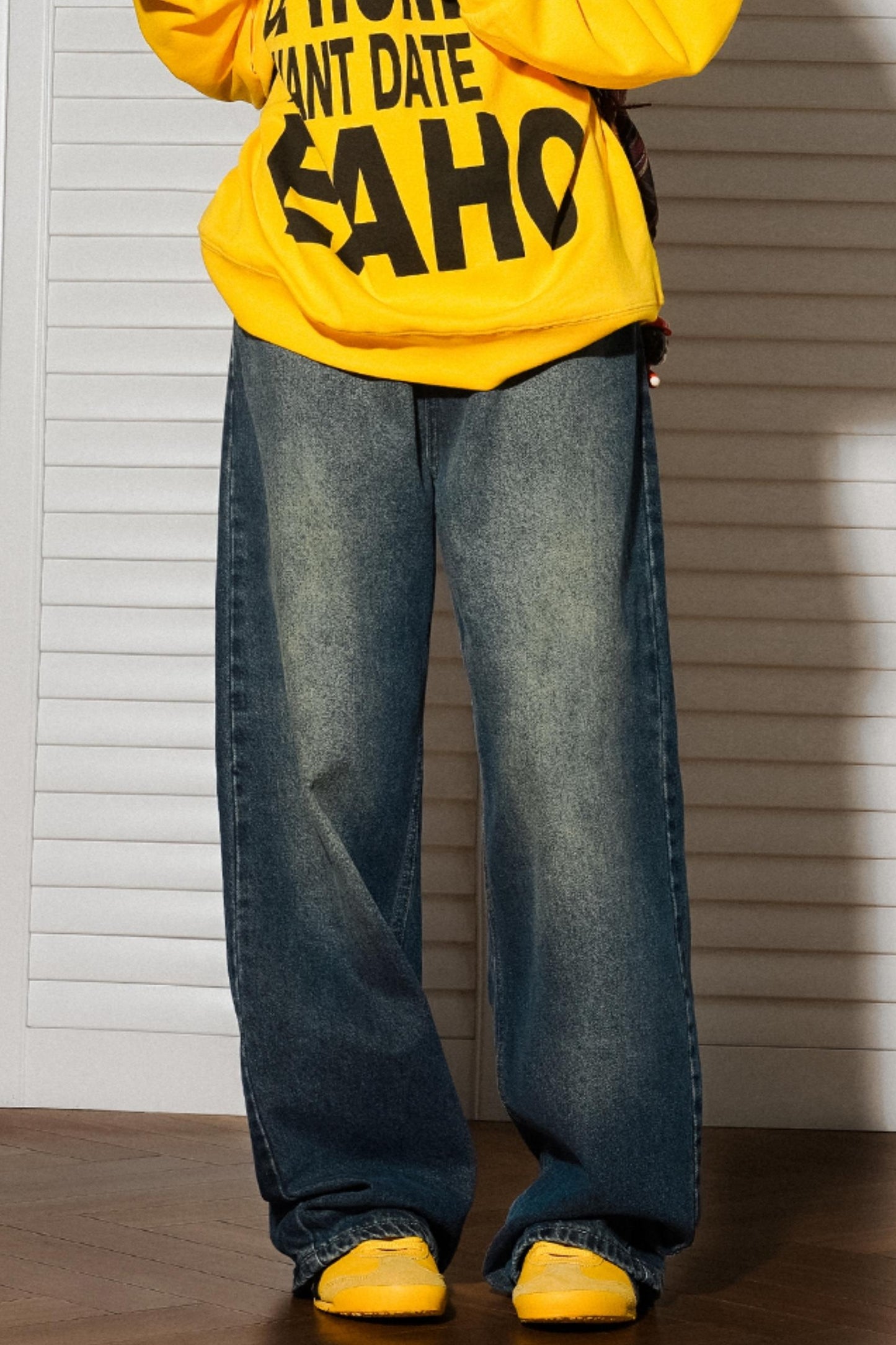 High-Waisted Slim Straight Jeans