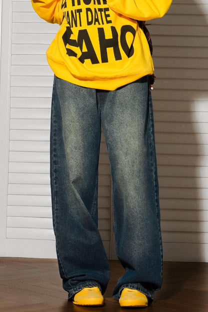 High-Waisted Slim Straight Jeans