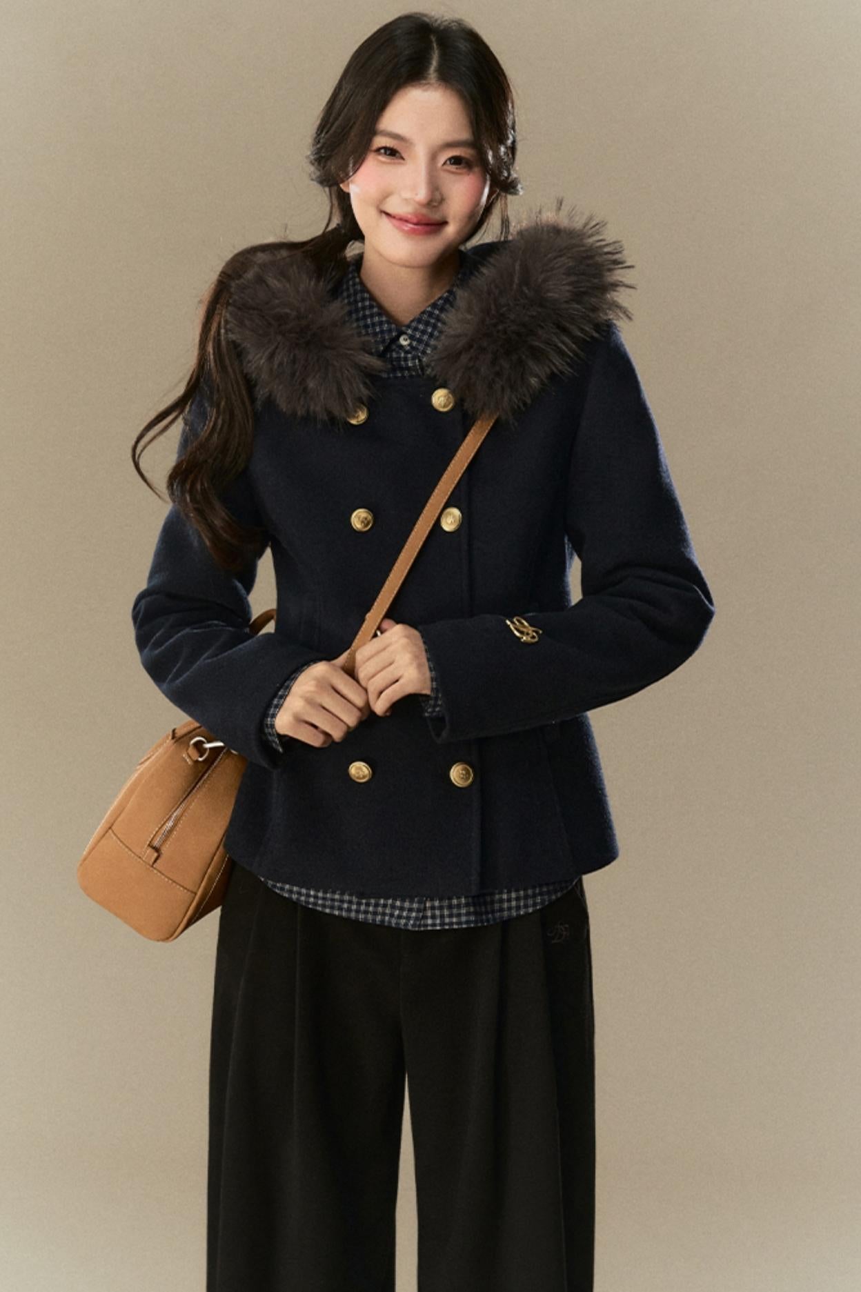 Hooded Fur Collar Cotton Down Jacket