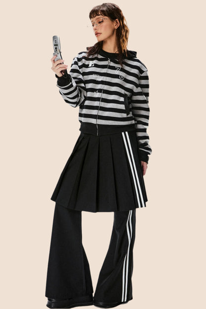 Retro Hooded Striped Sweatshirt