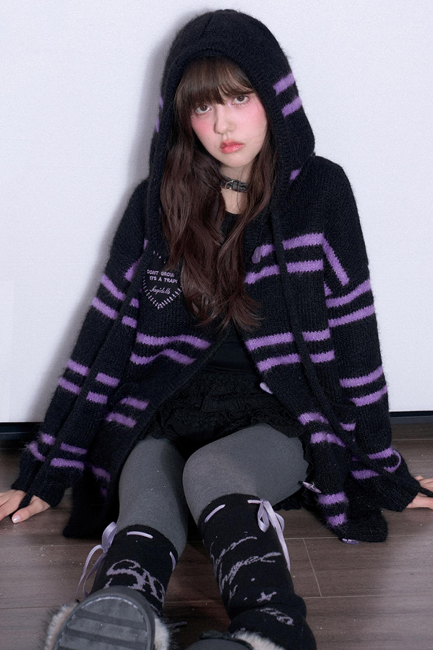 Loose Fit Striped Hoodie Sweater