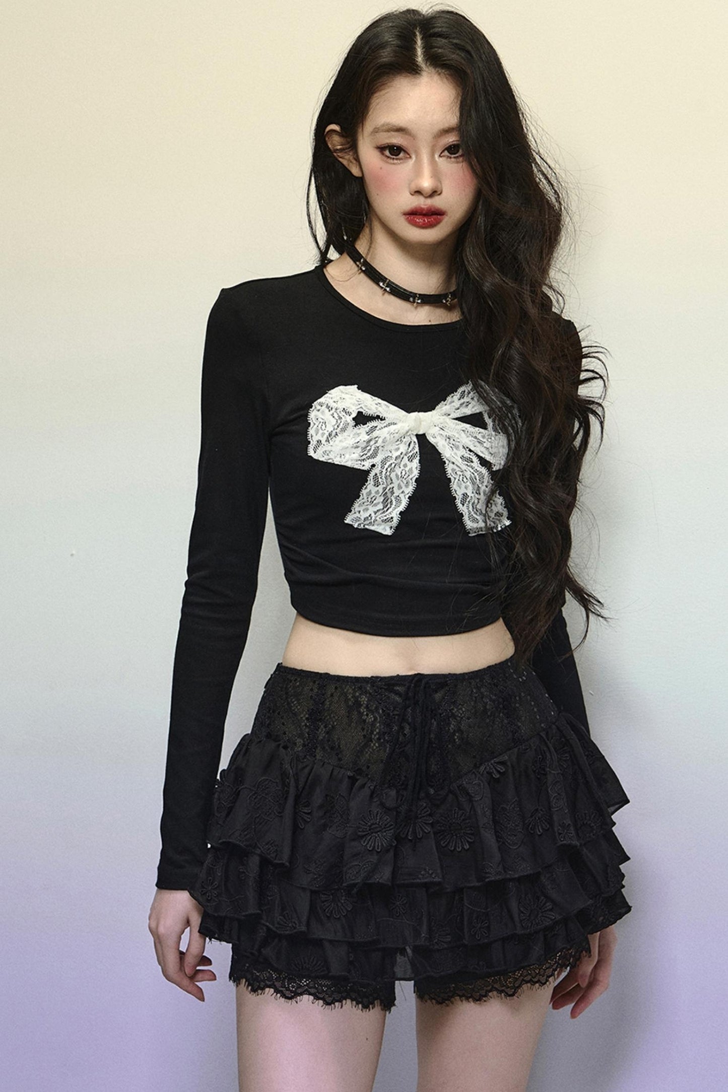 High-Waisted Jacquard Short Skirt