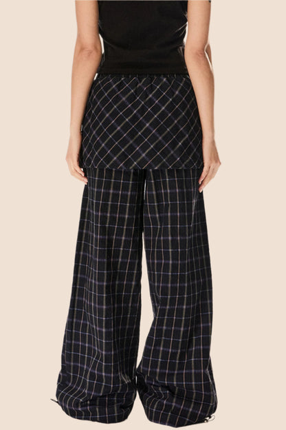 Retro Wide-Leg Check Pants