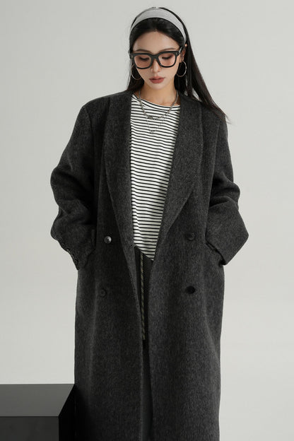 Suit Collar Tweed Wool Coat