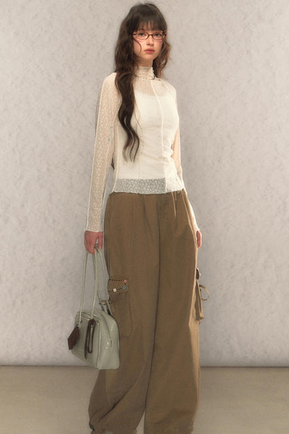 Lace Half-Turtleneck Top