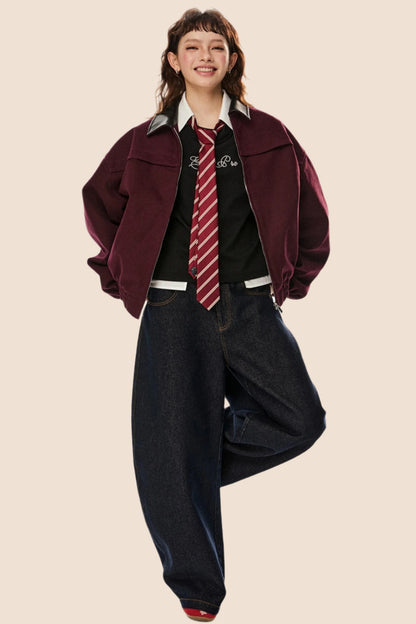 Veste décontractée à revers lâche 