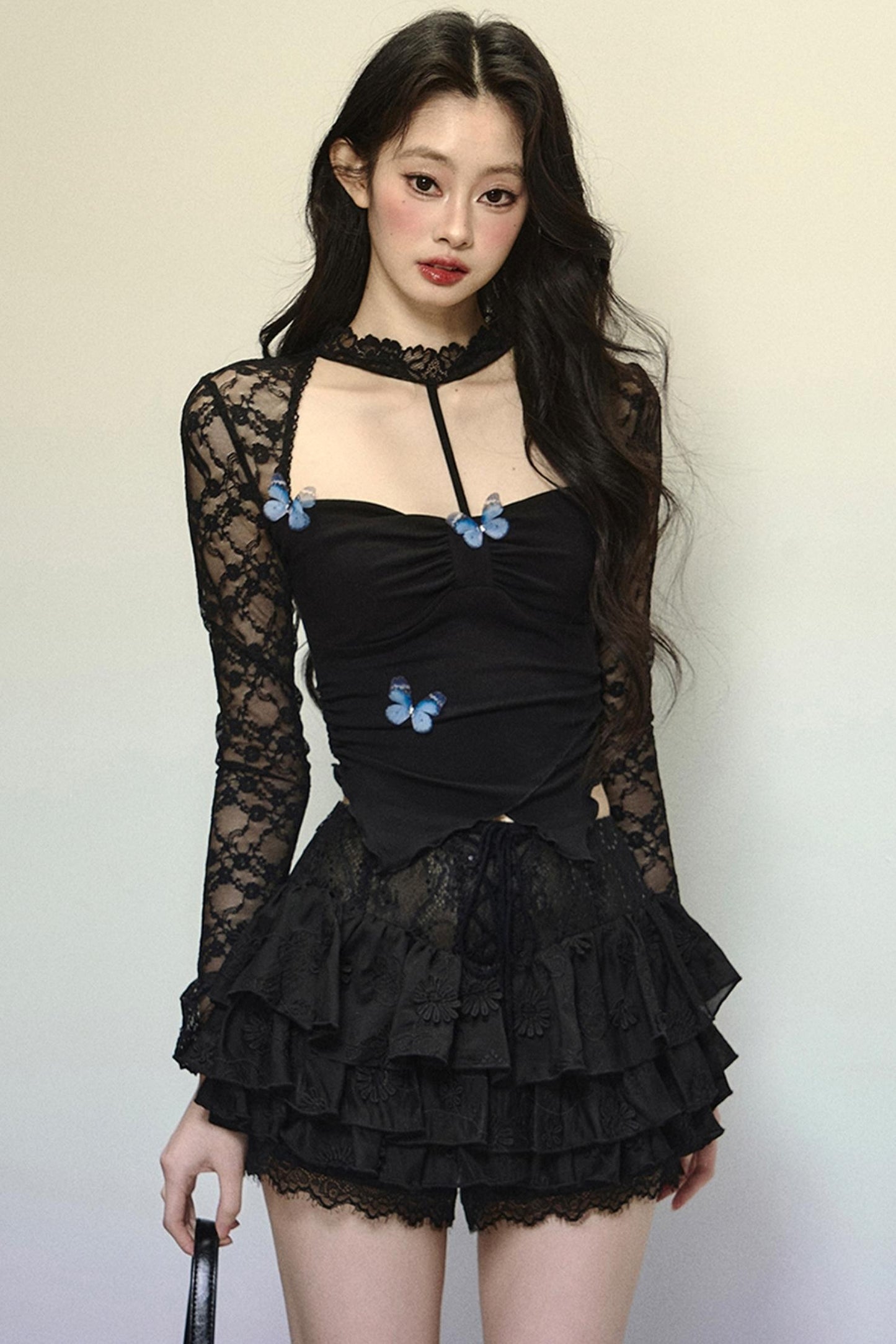 High-Waisted Jacquard Short Skirt