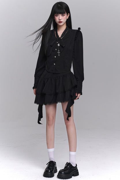 한국 스타일 셔츠 & 스커트 세트 